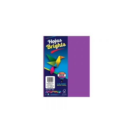HOJA DE PAPEL DIEM BRIGHTS PAQUETE CON 100 PIEZAS MORADO INTENSO 27 NEON TAMAÑO CARTA 75 GRAMOS
