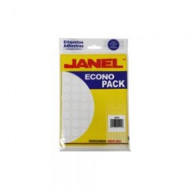 ETIQUETA ADHESIVA JANEL ECONO PACK 0019 PAQUETE CON 840 PIEZAS BLANCO REDONDA 19 MILIMETROS