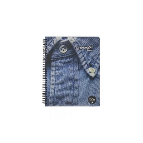 CUADERNO PROFESIONAL ESTRELLA DENIM 0554 CUADRO 5 MILIMETROS DOBLE ESPIRAL  100 HOJAS