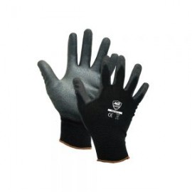 GUANTE DE NYLON MR SEGURIDAD SG1012 NEGRO CON PALMA DE POLIURETANO TALLA 8