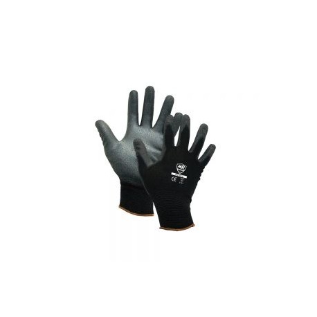 GUANTE DE NYLON MR SEGURIDAD SG1012 NEGRO CON PALMA DE POLIURETANO TALLA 8