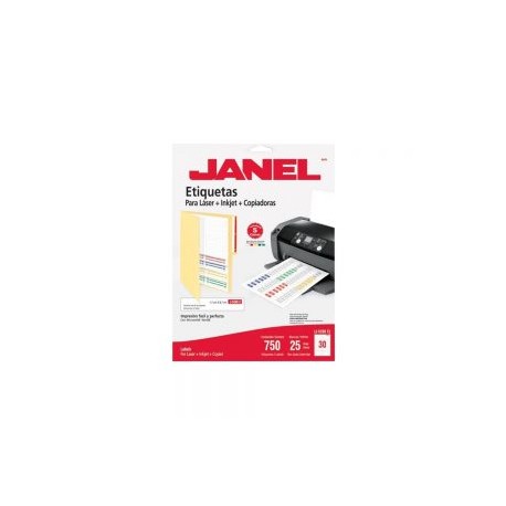 ETIQUETA ADHESIVA PARA LASER JANEL J-5266 PAQUETE CON 25 PIEZAS 1.7 X 8.7 CENTIMETROS