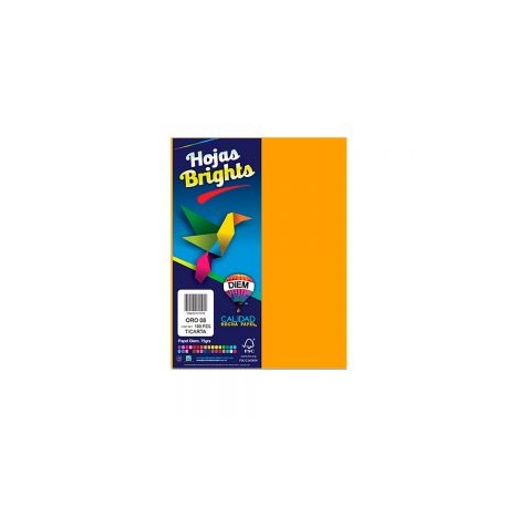HOJA DE PAPEL DIEM BRIGHTS PAQUETE CON 100 PIEZAS ORO 08 NEON TAMAÑO CARTA 75 GRAMOS