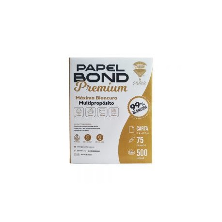 HOJA DE PAPEL BOND PREMIUM DIEM PAQUETE CON 500 PIEZAS TAMAÑO CARTA 21.6 X 27.9 CENTIMETROS