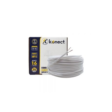 CABLE ELECTRICO CCA DUPLEX TIPO POT KONECT 16X100 METROS BLANCO