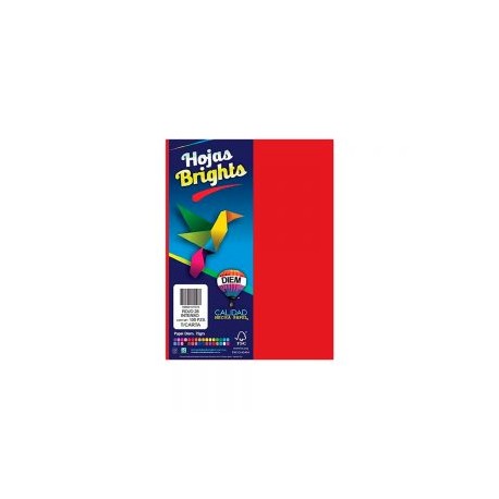 HOJA DE PAPEL DIEM BRIGHT PAQUETE CON 100 PIEZAS ROJO INTENSO 28 TAMAÑO CARTA
