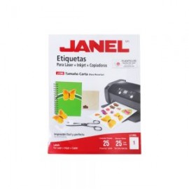 ETIQUETA ADHESIVA PARA LASER JANEL J5165 PAQUETE CON 25 PIEZAS BLANCAS 21.6 CTM X 27.9 CTM