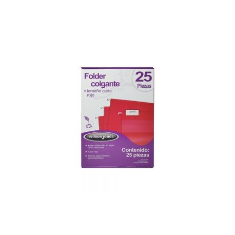 FOLDER TAMAÑO CARTA COLGANTE ACCO WILSON JONES P3639 ROJO PAQUETE CON 25 PIEZAS