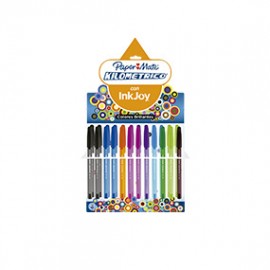 BOLIGRAFO PAPER MATE KILOMETRICO INKJOY 100 PAQUETE CON 24 PIEZAS PUNTA MEDIA 1.0 MILIMETRO