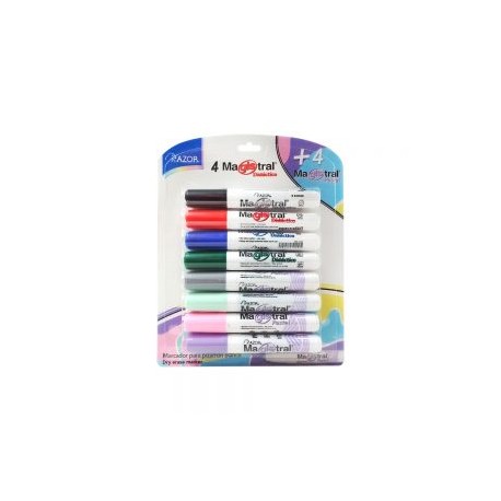 MARCADOR PARA PIZARRON AZOR MAGISTRAL DIDACTICO 8358P PAQUETE 8 PIEZAS COLOR SURTIDO PUNTA CINCEL
