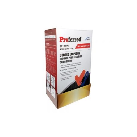 TAPONES AUDITIVOS DESECHABLES CON CORDON PROFERRED M17020 CAJA CON 100 PIEZAS