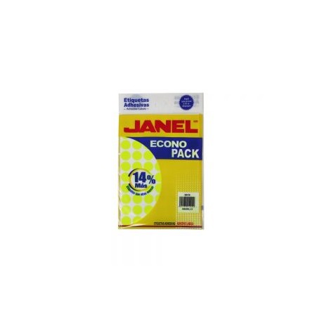 ETIQUETA ADHESIVA JANEL ECONOPACK 0019 NO. 28 AMARILLO REDONDA PAQUETE 560 PIEZAS 19 MILIMETROS