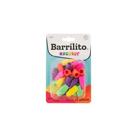 BORRADOR DE CAPUCHON PARA LAPIZ BARRILITO GO25 PAQUETE CON 25 PIEZAS VARIOS COLORES