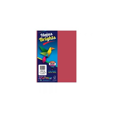 HOJA DE PAPEL DIEM BRIGHTS PAQUETE CON 100 PIEZAS VINO 25 TAMAÑO CARTA 75 GRAMOS