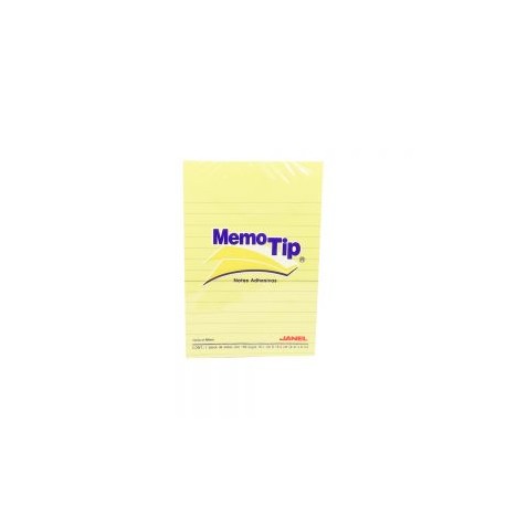 BLOCK DE NOTAS ADHESIVAS JANEL MEMOTIP 100 HOJAS 10.1 X 15.2 CENTIMETROS