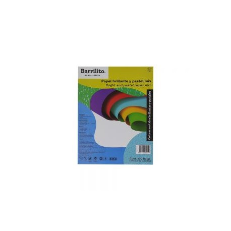HOJA DE PAPEL BARRILITO PBP100 PAQUETE CON 100 PIEZAS VARIOS COLORES PASTEL TAMAÑO CARTA 75 GRAMOS