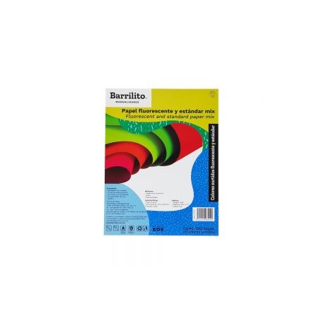 HOJA DE PAPEL BARRILITO PFL100 PAQUETE CON 100 PIEZAS VARIOS COLORES TAMAÑO CARTA 75 GRAMOS