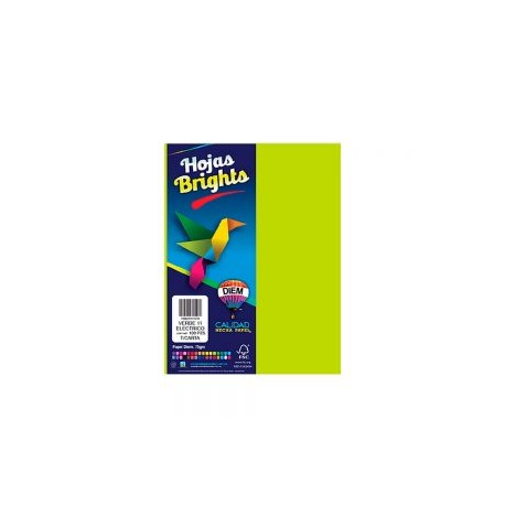 HOJA DE PAPEL DIEM BRIGHTS PAQUETE CON 100 PIEZAS VERDE ELECTRICO 11 NEON TAMAÑO CARTA 75 GRAMOS