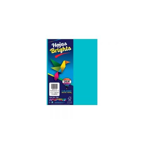 HOJA DE PAPEL DIEM BRIGHTS PAQUETE CON 100 PIEZAS TURQUESA 14 NEON TAMAÑO CARTA 75 GRAMOS