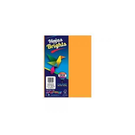 HOJA DE PAPEL DIEM BRIGHTS PAQUETE CON 100 PIEZAS NARANJA ELECTRICO 07 NEON TAMAÑO CARTA 75 GRAMOS