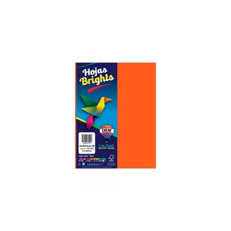 HOJA DE PAPEL DIEM BRIGHTS PAQUETE CON 100 PIEZAS NARANJA 06 NEON TAMAÑO CARTA 75 GRAMOS