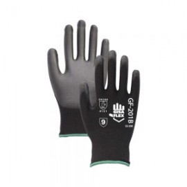 GUANTE TEJIDO DE POLIESTER GISA FLEX GF-201B NEGRO CON PALMA DE POLIURETANO TALLA 10