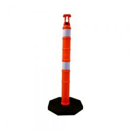 POSTE DELIMITADOR MR SEGURIDAD SR1011-N NARANJA CON BASE NEGRA Y 2 REFLEJANTES 123 CENTIMETROS