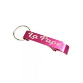 LLAVERO DESTAPADOR LA PAPE ROSA ALUMINIO METALICO