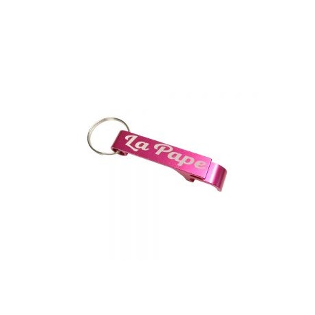LLAVERO DESTAPADOR LA PAPE ROSA ALUMINIO METALICO