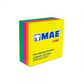 NOTAS ADHESIVAS MAE 21012 NEON SURTIDO 400 HOJAS DE 3” X 3”