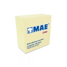 NOTAS ADHESIVAS MAE 21072 AMARILLO 400 HOJAS DE 3” X 3”