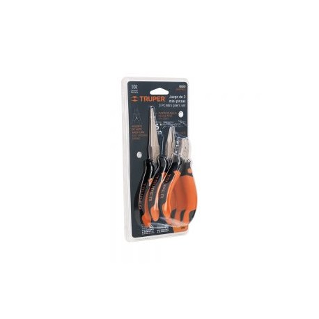 JUEGO DE MINI PINZAS TRUPER JGO-PM-3 CON 3 PIEZAS COMFORT GRIP