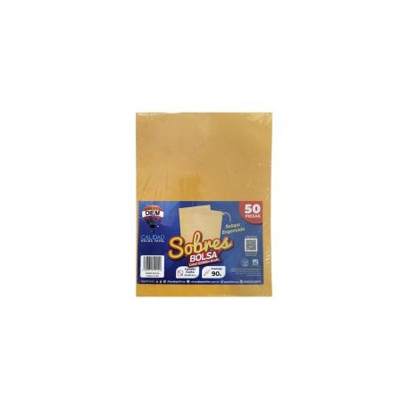 SOBRE DIEM BOLSA TAMAÑO CARTA 90 GRAMOS 23 X 30.50 CENTÍMETROS ENGOMADO PAQUETE 50 PIEZAS