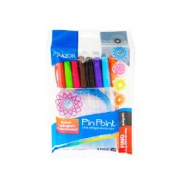 BOLIGRAFO AZOR PIN POINT COLORES PUNTO FINO 0.7 CON ESPIROGRAFO C/8