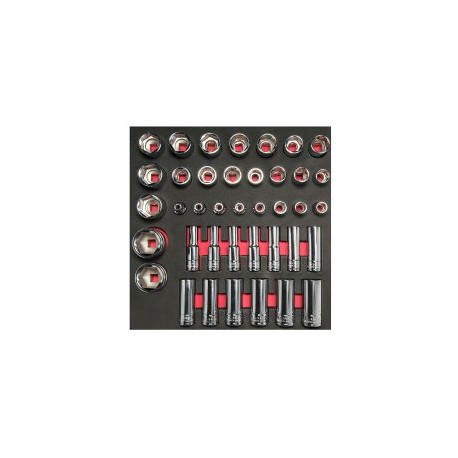 JUEGO DE DADOS URREA CH207 CON 39 PIEZAS MÉTRICOS CORTOS Y LARGOS CUADRO DE 1/2”