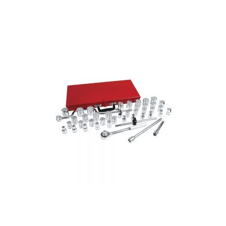 JUEGO DE DADOS Y ACCESORIOS URREA 5400SM CON 44 PIEZAS DE 1/2”