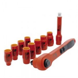 JUEGO DE DADOS URREA 5400V CON 11 PIEZAS PARA 1000 VOLTS EN PULGADAS DE 1/2”