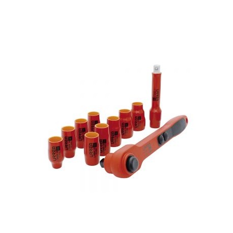 JUEGO DE DADOS URREA 5400V CON 11 PIEZAS PARA 1000 VOLTS EN PULGADAS DE 1/2”