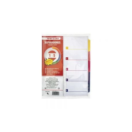 SEPARADOR DE CARTON DIETRIX 4406 TAMAÑO CARTA DEL 1 AL 5 CON NUMERO
