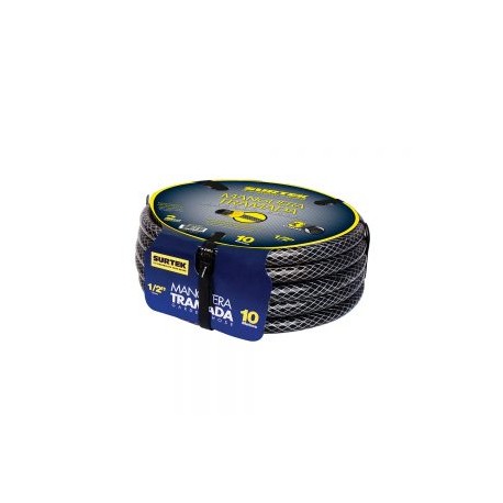 MANGUERA TRAMADA GRIS SURTEK M12T15P DE 1/2” ARMADA CONECTOR PLÁST 15 METROS