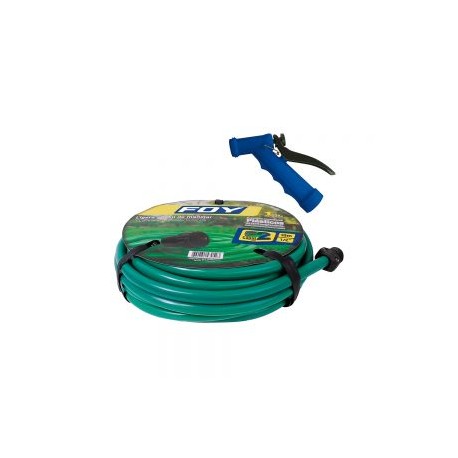 MANGUERA FOY M12PIM  LISA PARA JARDÍN DOS CAPAS 1/2” 10 METROS CON PISTOLA PARA RIEGO