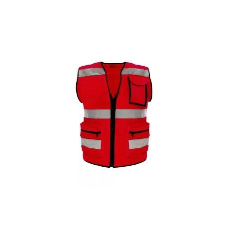 CHALECO GARDARDINA DE SEGURIDAD MR SEGURIDAD SR1068-RJ ROJO TALLA EXTRA GRANDE CON GAFETE