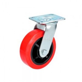 RODAJA SURTEK RR10G POLIPROPILENO Y POLIURETANO ROJO GIRATORIA CON FRENO DE 4”