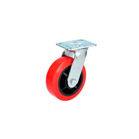 RODAJA SURTEK RR10G POLIPROPILENO Y POLIURETANO ROJO GIRATORIA CON FRENO DE 4”