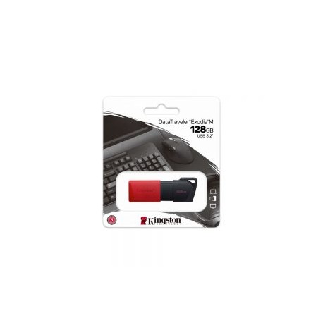 MEMORIA USB KINGSTON DATATRAVELER EXODIA M 9807346 NEGRO CON ROJO DE 128 GIGABYTES