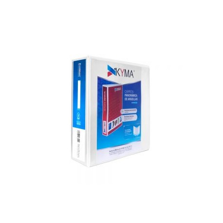 CARPETA KYMA CPKCBHO-300-BCO BLANCA TAMAÑO CARTA CON HERRAJE EN ”O” DE 3”