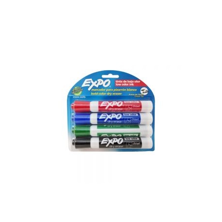 MARCADOR PARA PIZARRON EXPO 1929178 PAQUETE CON 4 PIEZAS VARIOS COLORES PUNTA CINCEL