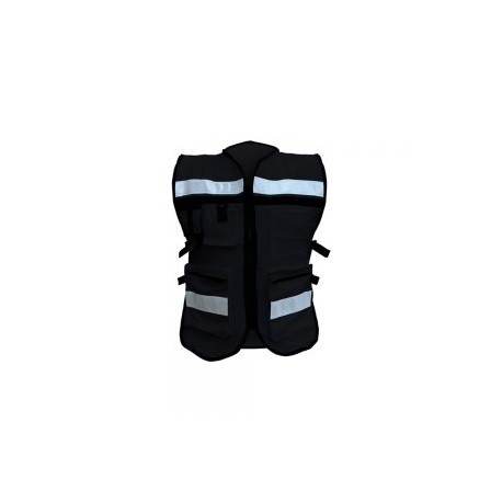 CHALECO DE SEGURIDAD MR SEGURIDAD SR1049-NE NEGRO DE ALGODON TIPO REPORTERO UNITALLA