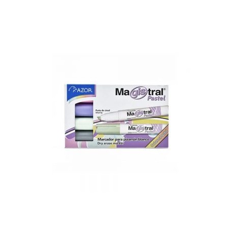 MARCADOR PARA PIZARRON AZOR MAGISTRAL DIDACTICO 8354P PAQUETE 4 PIEZAS COLOR PASTEL PUNTA CINCEL