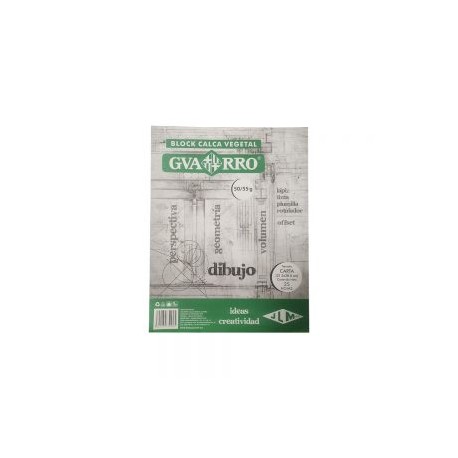 BLOCK PAPEL CALCA VEGETAL JLM GVARRO CON 25 HOJAS TAMAÑO CARTA 50/55 GRAMOS